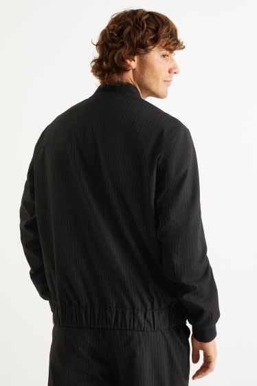 Men - Track jacket - pinstripes - black