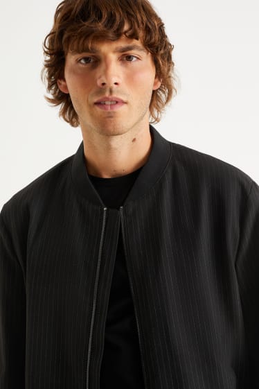 Men - Track jacket - pinstripes - black