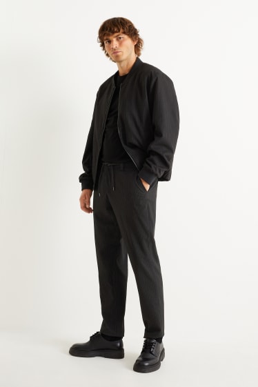 Hommes - Pantalon - slim fit - rayures fines - noir