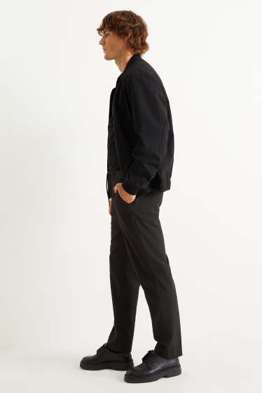 Pánské - Kalhoty - slim fit - úzké proužky - černá