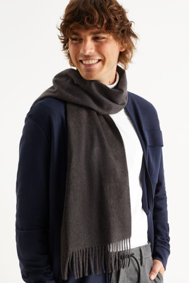 Men - Fringed scarf - dark gray