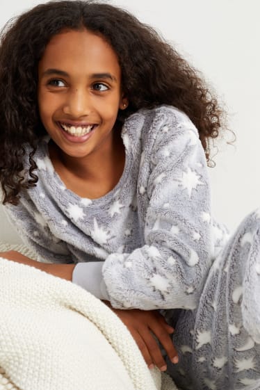 Enfants filles - Pyjama d’hiver - 2 pièces - à motif - gris