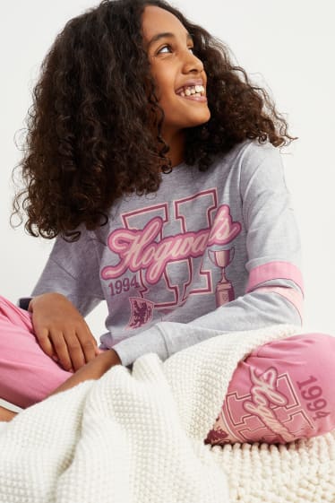 Bambine - Harry Potter - pigiama - 2 pezzi - grigio / rosa