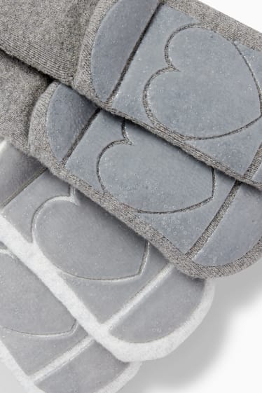 Baby: meisjes - Set van 2 paar - mama en papa - antislipsokken voor baby’s - grijs