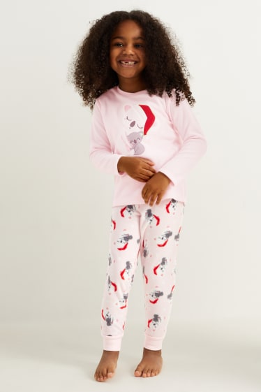 Kinder Mädchen - Koala - Weihnachts-Fleece-Pyjama - 2 teilig - rosa