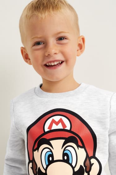 Kinderen: jongens - Super Mario - sweatshirt - licht grijs-mix