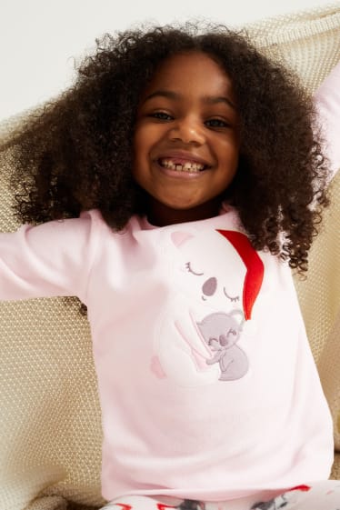 Kinder Mädchen - Koala - Weihnachts-Fleece-Pyjama - 2 teilig - rosa
