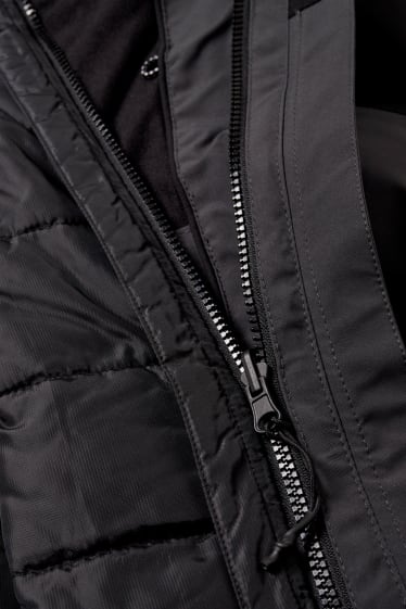 Pánské - Lyžařská bunda s kapucí - 2 v 1 - černá