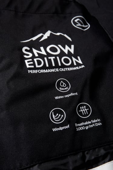 Dames - Ski-jas met capuchon - met patroon - zwart
