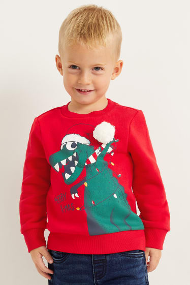 Kinderen: jongens - Dino - sweatshirt voor de kerst, met soundeffect - rood