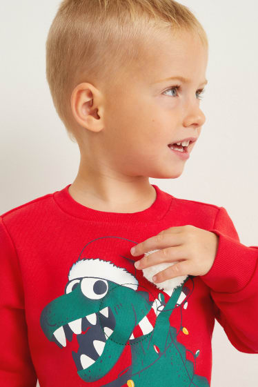 Kinderen: jongens - Dino - sweatshirt voor de kerst, met soundeffect - rood