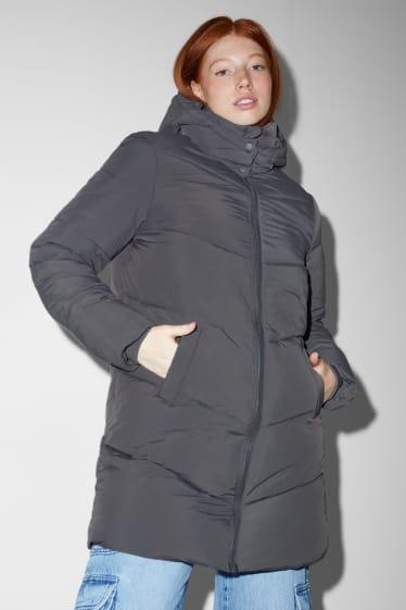 Teens & young adults - CLOCKHOUSE - quilted coat with hood - gray