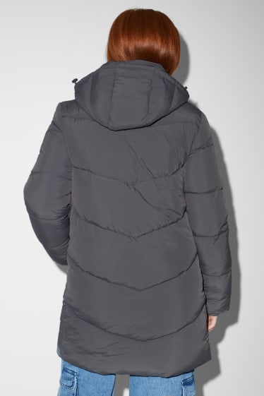 Tieners & jongvolwassenen - CLOCKHOUSE - gewatteerde jas met capuchon - grijs