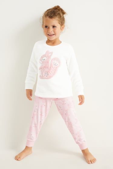 Bambini - Scoiattolo - pigiama invernale - 2 pezzi - rosa