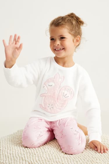 Enfants filles - Écureuil - pyjama d’hiver - 2 pièces - rose