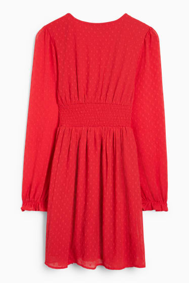 Dames - CLOCKHOUSE - A-lijn-jurk - donkerrood