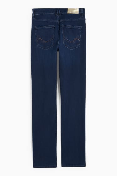 Dames - Straight jeans met strass-steentjes - mid waist - LYCRA® - jeansdonkerblauw