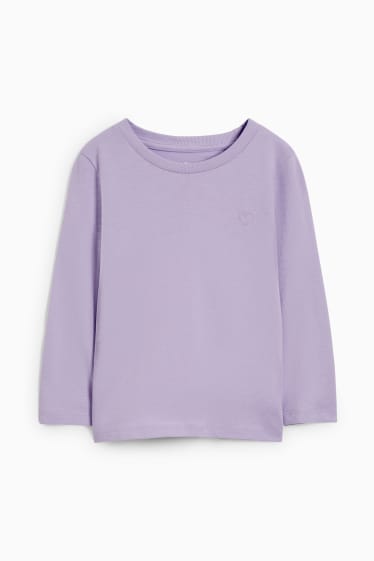 Children Girls - Heart - long sleeve top - light violet
