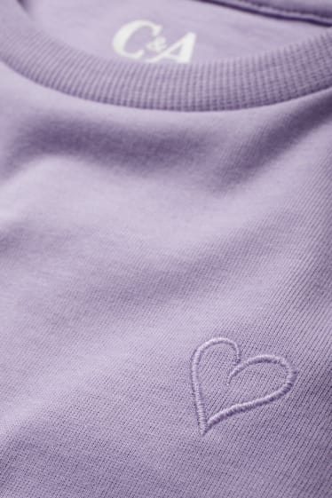 Children Girls - Heart - long sleeve top - light violet