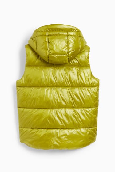 Men - Quilted gilet with hood - neon green