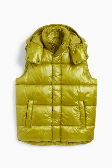 Men - Quilted gilet with hood - neon green