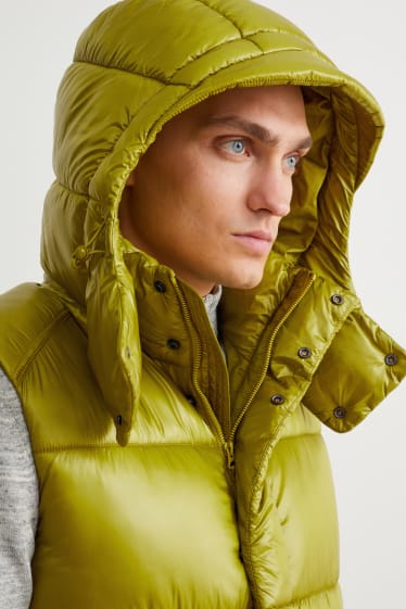 Men - Quilted gilet with hood - neon green