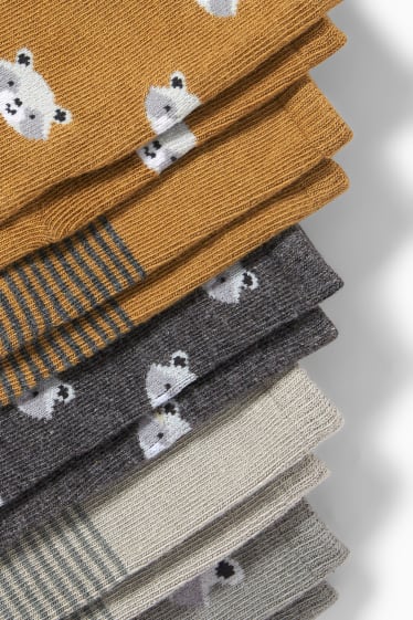 Babies - Multipack of 5 - raccoon - baby socks with motif - orange / gray