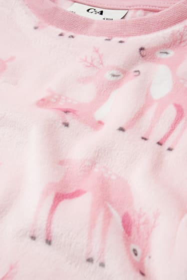 Kinder - Rehkitz - Fleece-Pyjama - 2 teilig - rosa