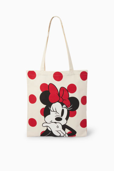 Dospívající a mladí - Minnie Mouse - jutová taška - puntíkovaná - bílá