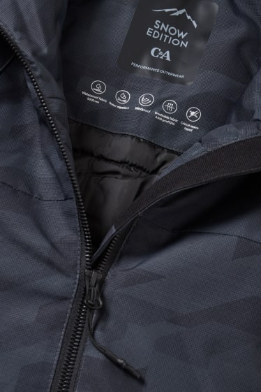 Men - Ski jacket with hood - patterned - black