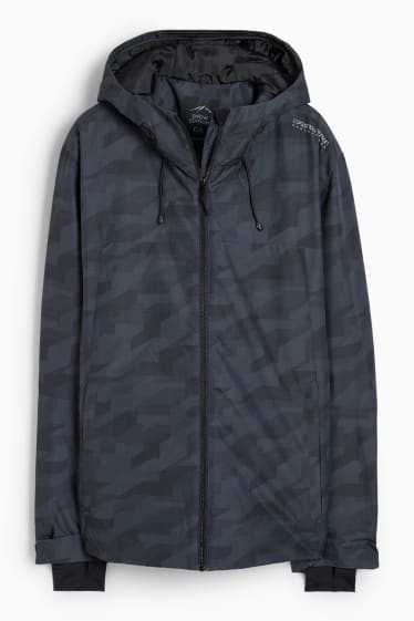 Heren - Ski-jas met capuchon - met patroon - zwart