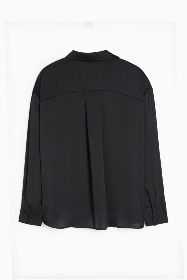 Dames - CLOCKHOUSE - blouse van satijn - zwart