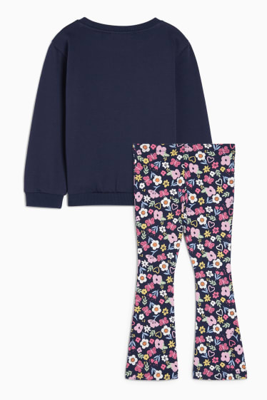 Children Girls - Rainbow - set - sweatshirt and flared leggings - 2 piece - dark blue