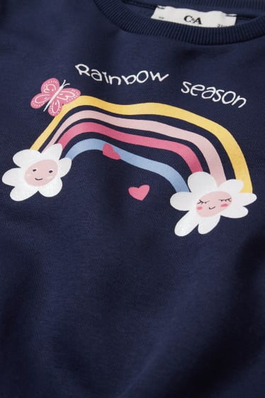 Children Girls - Rainbow - set - sweatshirt and flared leggings - 2 piece - dark blue