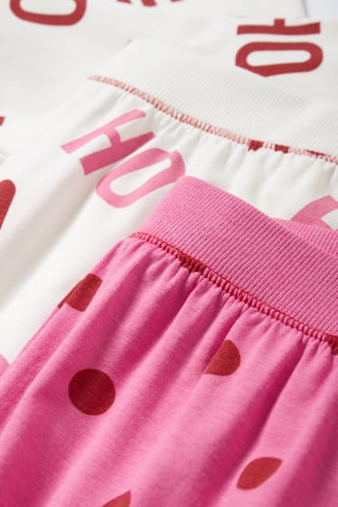 Damen - Multipack 2er - Weihnachts-Pyjamahose - HoHoHo - gemustert - pink