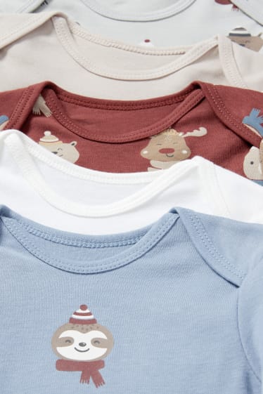 Bébés garçons - Lot de 5 - animaux de la forêt - bodys pour bébé - bleu