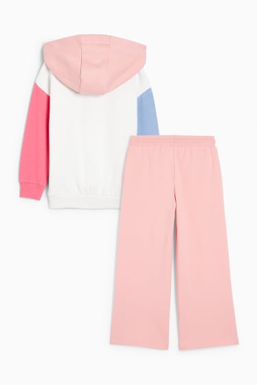 Niños - Arcoíris - conjunto - sudadera con capucha y pantalón de deporte - 2 piezas - blanco