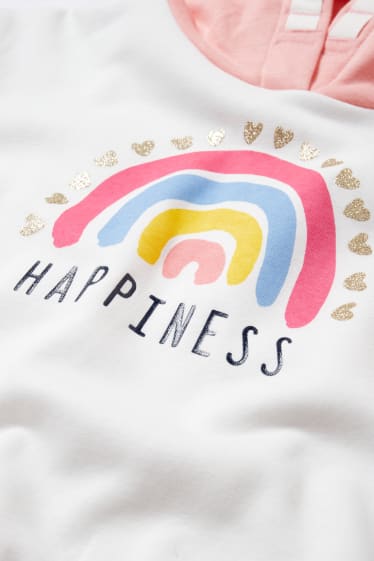 Kinder Mädchen - Regenbogen - Set - Hoodie und Jogginghose - 2 teilig - weiß