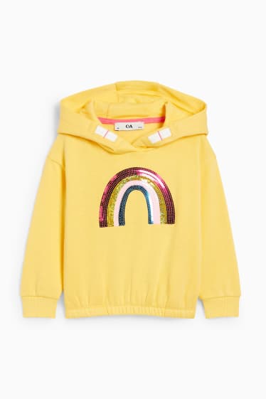 Bambini - Arcobaleno - felpa con cappuccio - effetto brillante - giallo