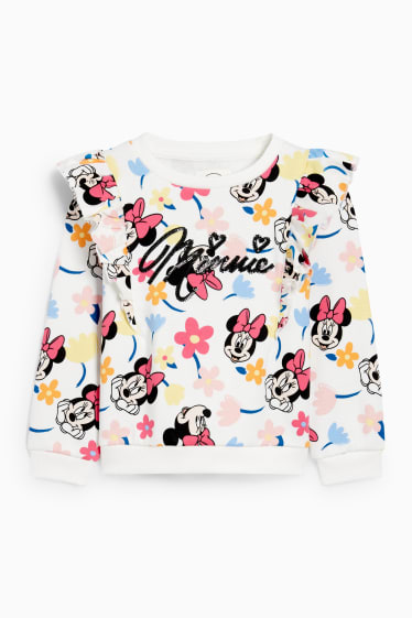 Enfants - Minnie Mouse - sweat - motifs à fleurs - blanc crème