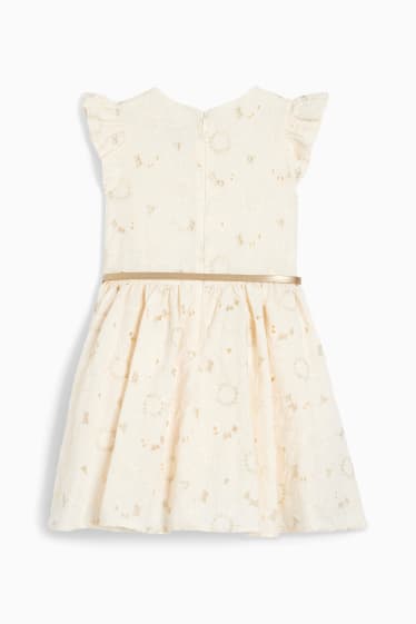 Bambine - Vestito con cintura - a fiori - bianco crema