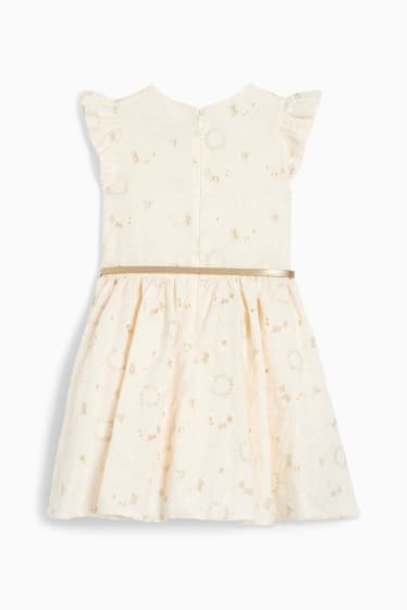 Enfants - Robe à ceinture - à fleurs - blanc crème