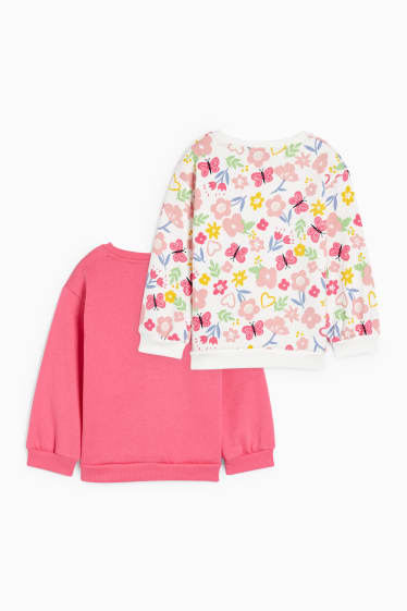 Kinderen - Set van 2 - eenhoorn en bloemen - sweatshirt - fuchsiarood