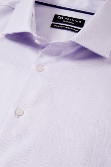 Heren - Business-overhemd - regular fit - cut away - gemakkelijk te strijken - lichtpaars