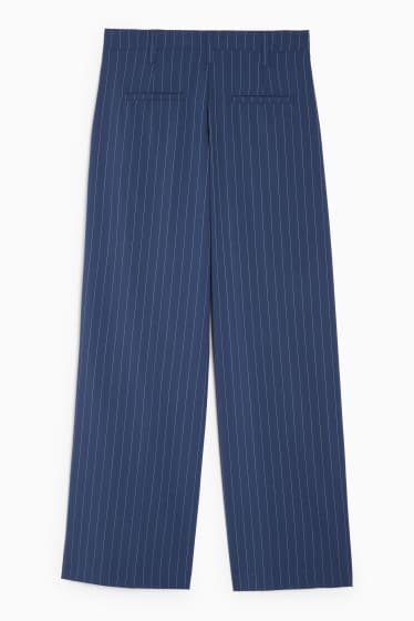 Dámské - CLOCKHOUSE - plátěné kalhoty - mid waist - wide leg - pruhované - modrá