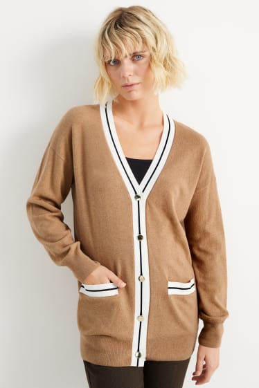 Damen - Strickjacke mit Kaschmir-Anteil - hellbraun