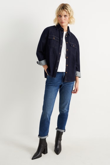 Women - Boyfriend jeans - mid-rise waist - LYCRA® - blue denim