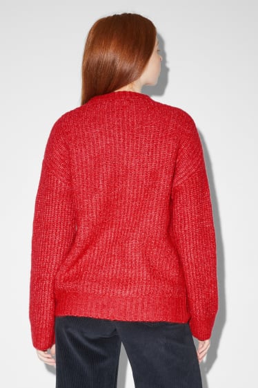 Damen - CLOCKHOUSE - Pullover - gerippt - dunkelrot