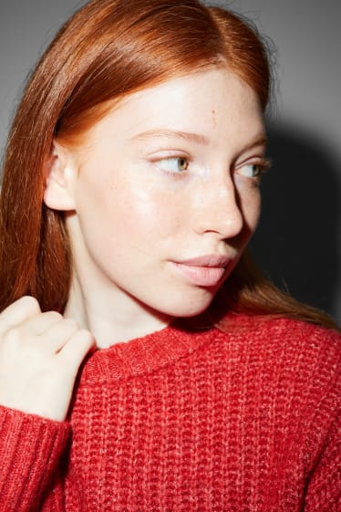 Damen - CLOCKHOUSE - Pullover - gerippt - dunkelrot