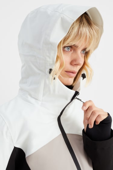 Femmes - Veste de ski à capuche - blanc / noir